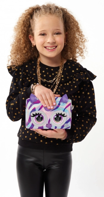 Metallisk interaktiv håndtaske Purse Pets zebra