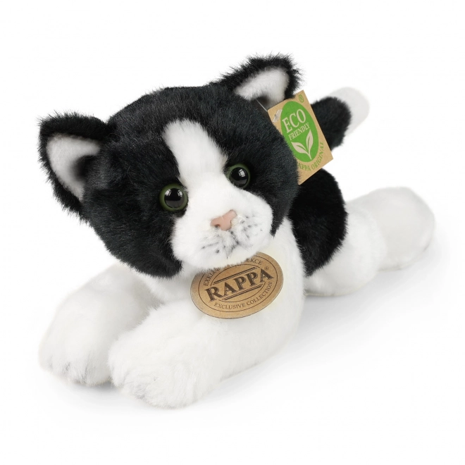 Plys kat sort-hvid liggende 16 cm ØKOLOGISK VENLIG