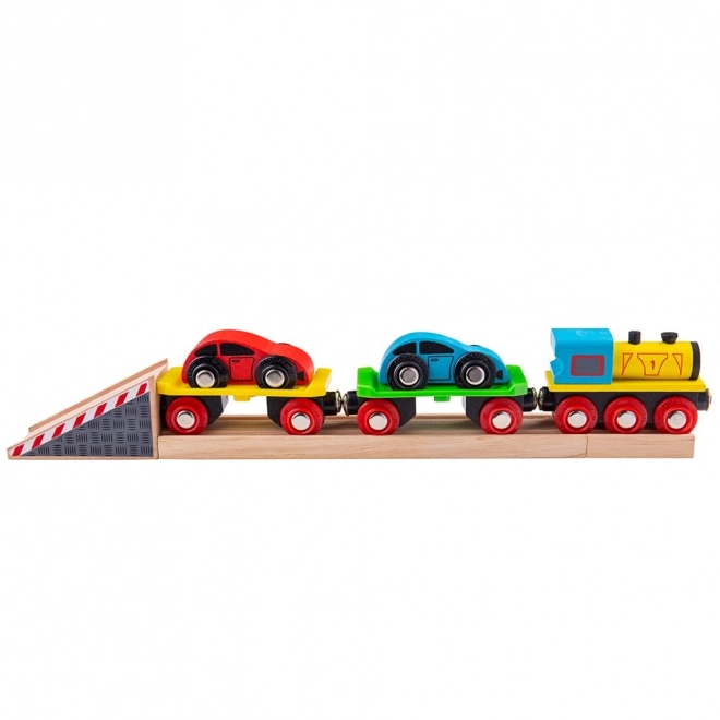 Bigjigs Rail Godstog med biler og skinner