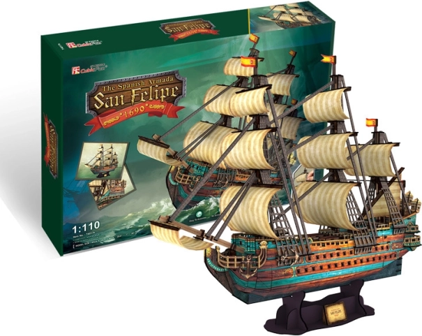 3D-puslespil sejlskib San Felipe – 248 brikker