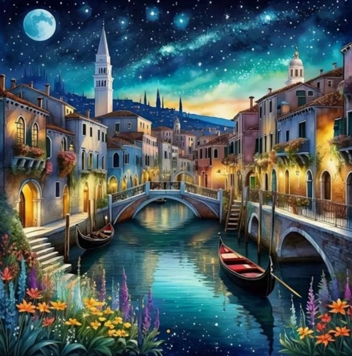 Diamantmaleri Natlige Venedig 30x40 cm