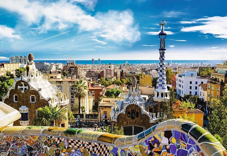 Ikonisk motiv af Park Güell i Barcelona