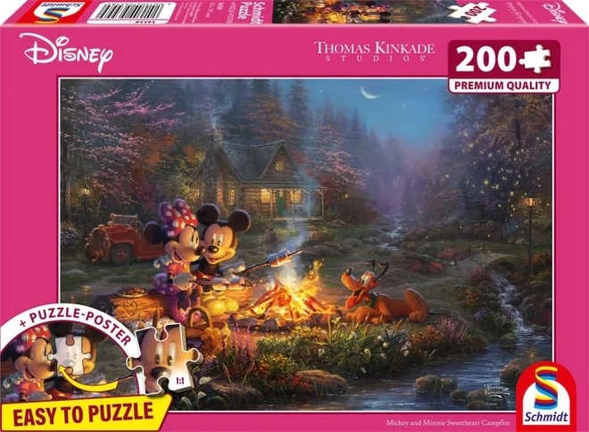 Puzzle SCHMIDT Mickey og Minnie: Romantik ved ilden 200 brikker