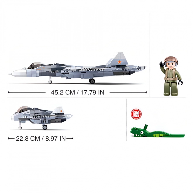 Sluban Model Mursten M38-B0986 Stolt Fighter Jet Su-57 2 i 1