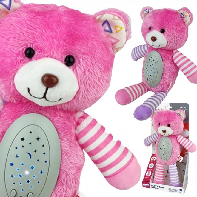 Plysbamse beroliger – lyserød bamse med projektor 2-i-1, 10 vuggeviser WOOPIE