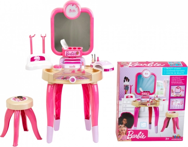 Barbie sminkebord med negletørrer og spejl med lys
