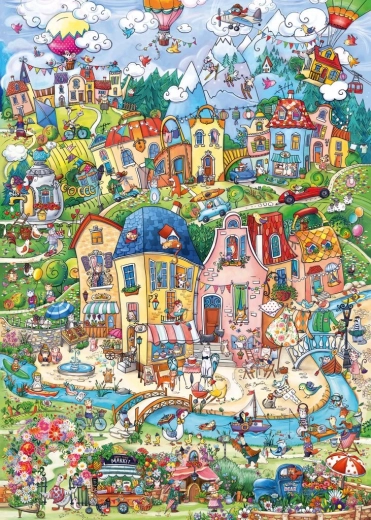 puslespil heye happy town: godmorgen! 1000 brikker