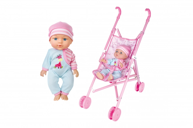 Baby med lyde og barnevogn 27cm - tjekkisk emballage