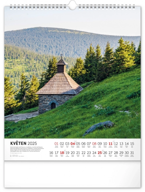NOTIQUE Vægkalender Rejser gennem det tjekkiske landskab 2025, 30 x 34 cm