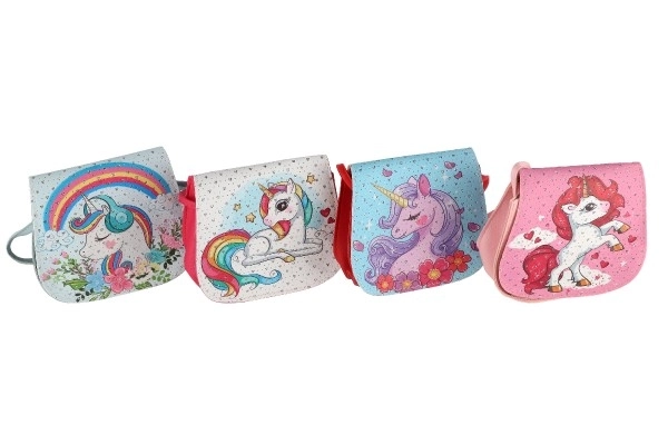 Taske/Unicorn taske med sten plastik 4 farver i pose 17x15x3cm