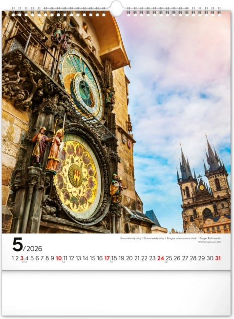 Væghængt kalender Prag 2026