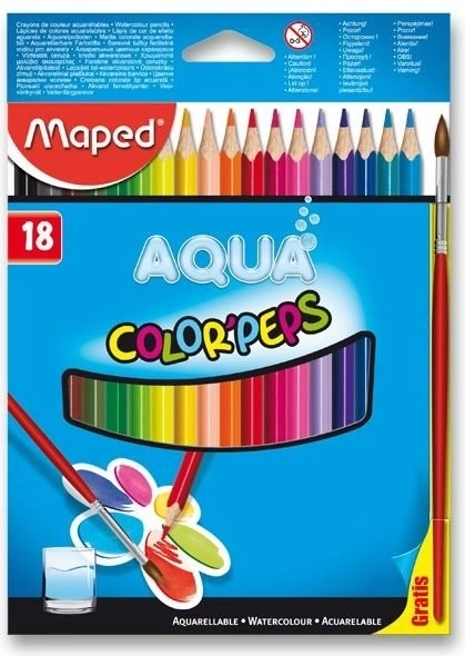 Trekantede farveblyanter Maped Aqua Color'Peps 18 stk med pensel