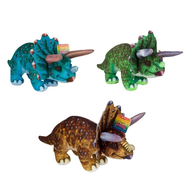 Dinosaur/Ceratopsian plysbamse 38x15cm 3 farver 24m+