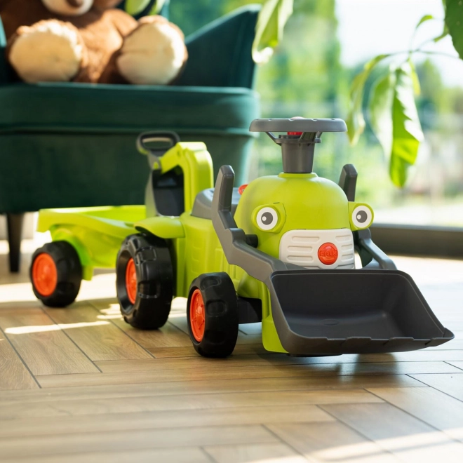 Kørende traktor Claas med trailer, læsser og skovl
