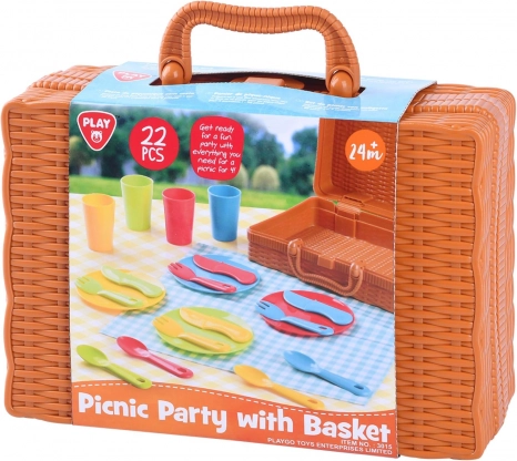 Picnickurv med service til børn, 22 dele