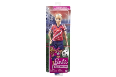 Barbie fodbolddukke i rød uniform