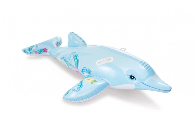 Blå oppustelig delfin med håndtag