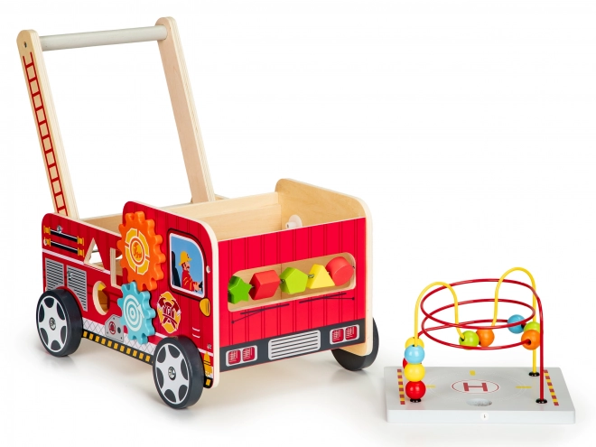 Træuddannelses Walker med Klodser - Brandbil ECOTOYS