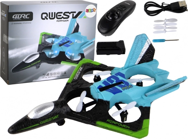 RC jagerfly med farverig LED-belysning – blå