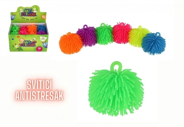 Plysset antistress klemme bold af silikone 7cm med lys på batteri