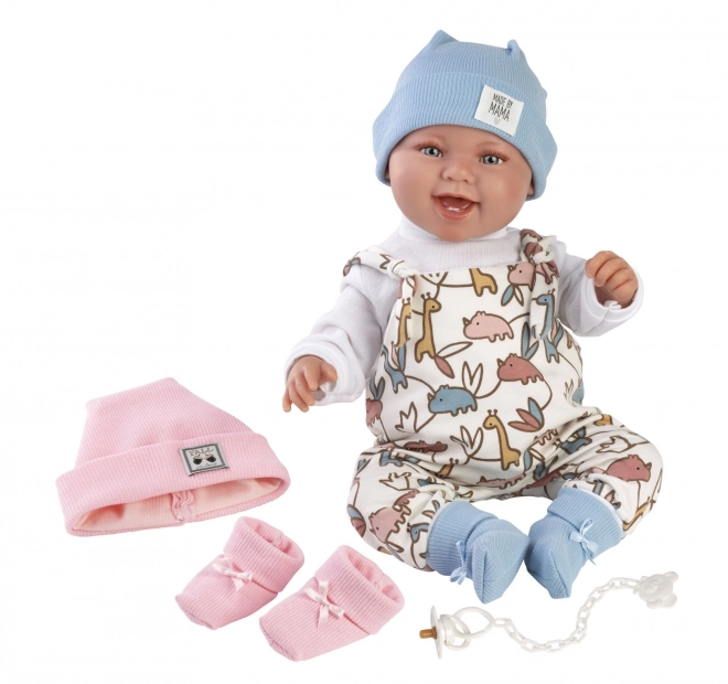Llorens 84481 NYFØDT 2-i-1 - realistisk babydokke med lyde og blød stofkrop - 44 cm