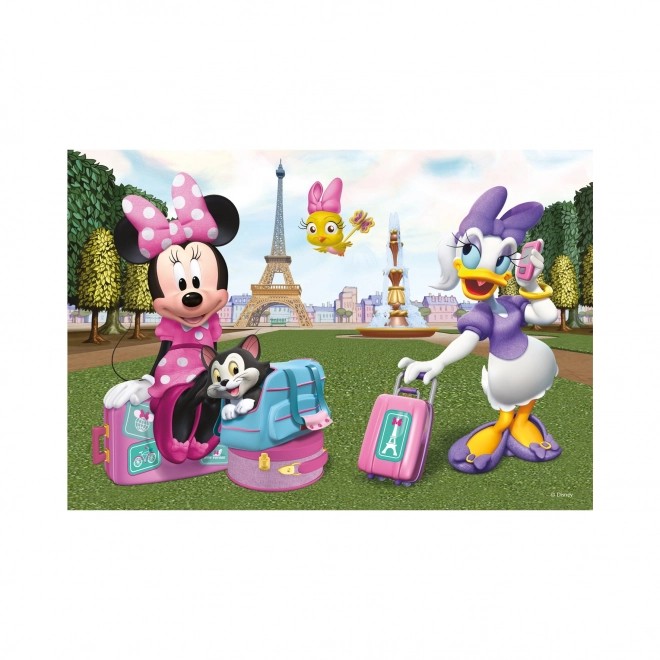 Puslespil Minnie og Daisy i Paris 24 brikker