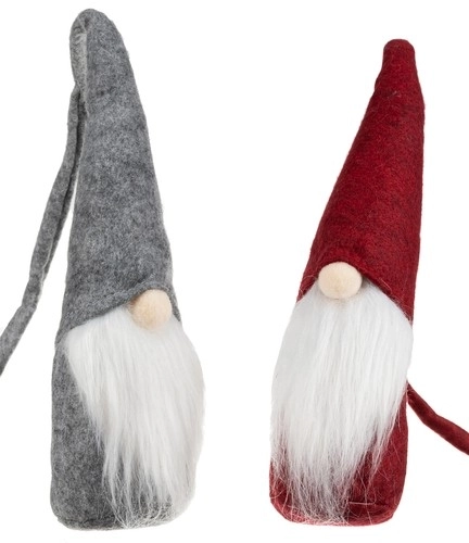 Grå og rød stående nisse 29 cm - 2 stykker