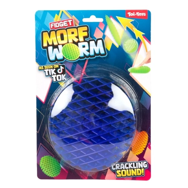 Fidget orm skiftende form antistress plastik 13cm 6 farver på kort