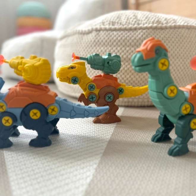 Woopie samlesæt dinosaurer til samling af 3 stk bygningssæt med kuffert og boremaskine med skruetrækker