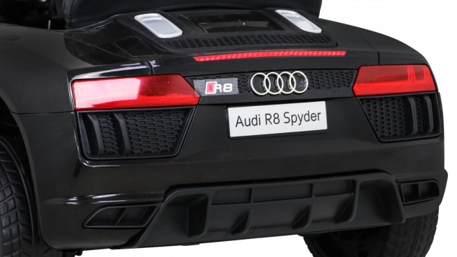 Audi R8 elektrisk legetøjsbil sort med fjernbetjening, EVA hjul, langsom start og MP3 LED