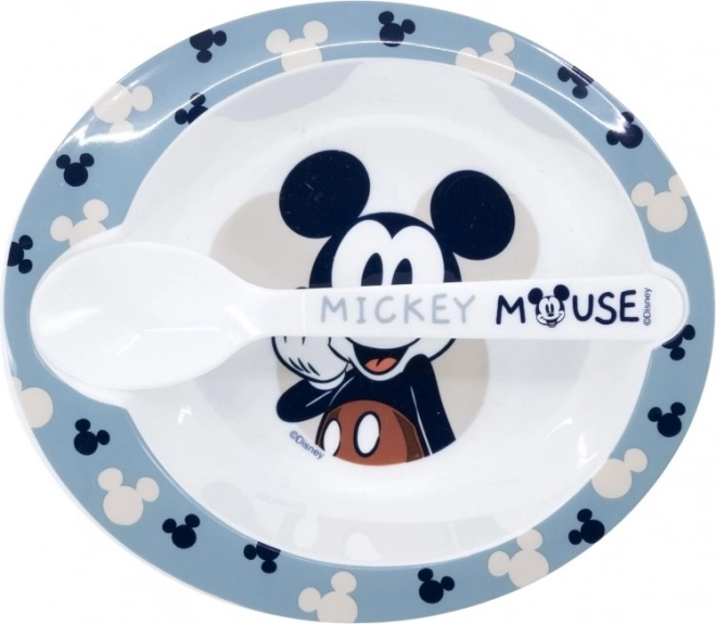 STOR Skål med ske Mickey Mouse