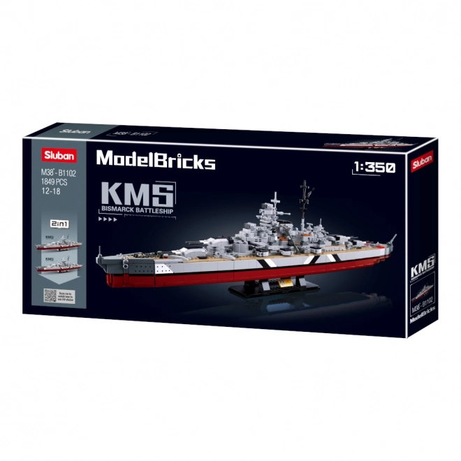 Sluban ModelBricks M38-B1102 Slagskib Bismarck 2i1