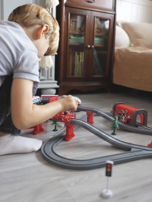 Elektrisk togbane med bro og tunnel