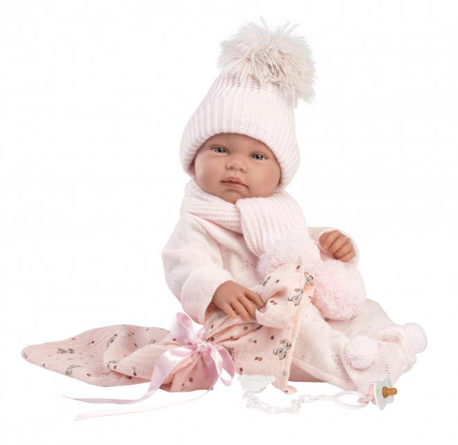 Llorens 84338 NEW BORN PIGE - realistisk dukke baby med fuldt vinylkrop - 43 cm