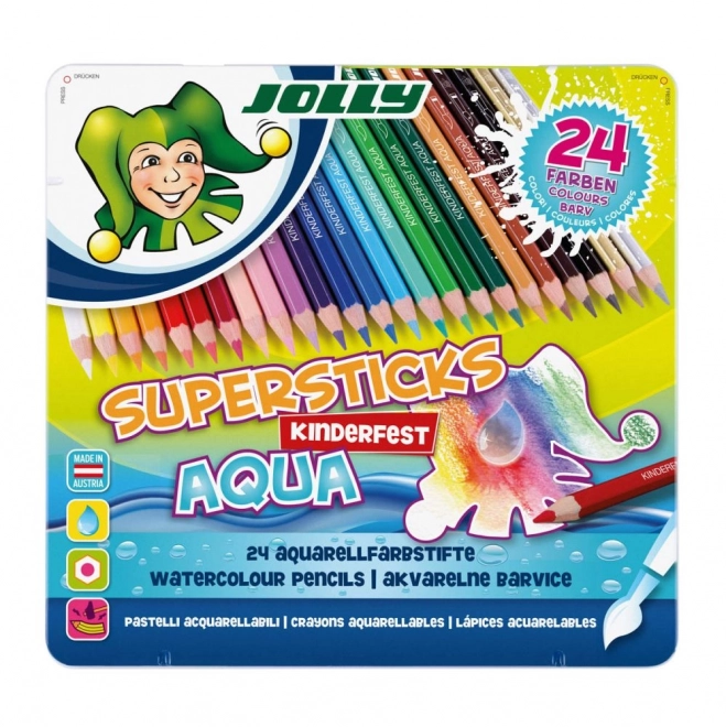 Farveblyanter Supersticks Aqua 24 farver i metalæske