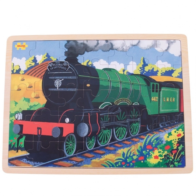 Bigjigs Toys Træpuslespil historisk tog Flying Scotsman 35 brikker