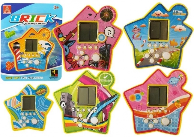 Lomme-elektronisk Tetris-spil i stjerneform – gul