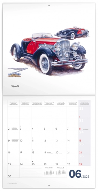 NOTIQUE Notes kalender Classic Cars – Václav Zapadlík, 2025, 30 x 30 cm