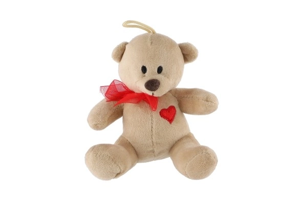 Plys bamse med sløjfe og hjerte 12 cm
