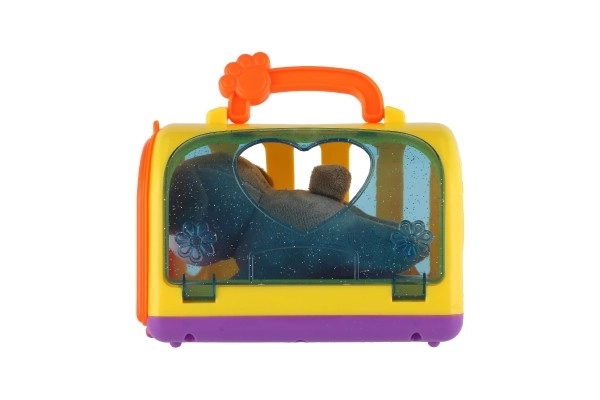 Transportkasse med plyshund