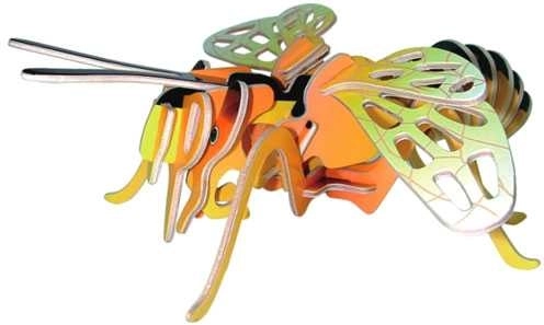 Woodcraft træ 3D-puslespil bi farverig