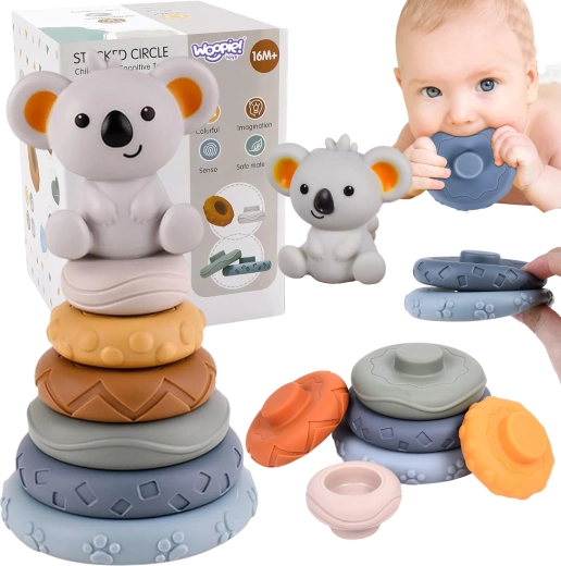 Woopie baby lærende stablingspyramide koala 2i1 bidering