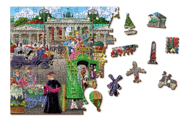 Træpuslespil med figurer - Pariserpladsen i Berlin