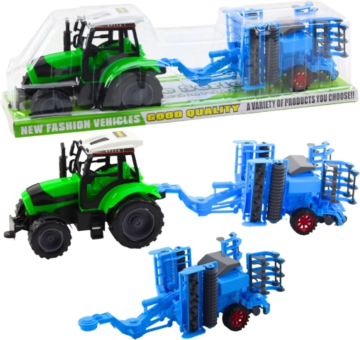 Stort sæt traktor med tallerkenharve – bevægelig harve