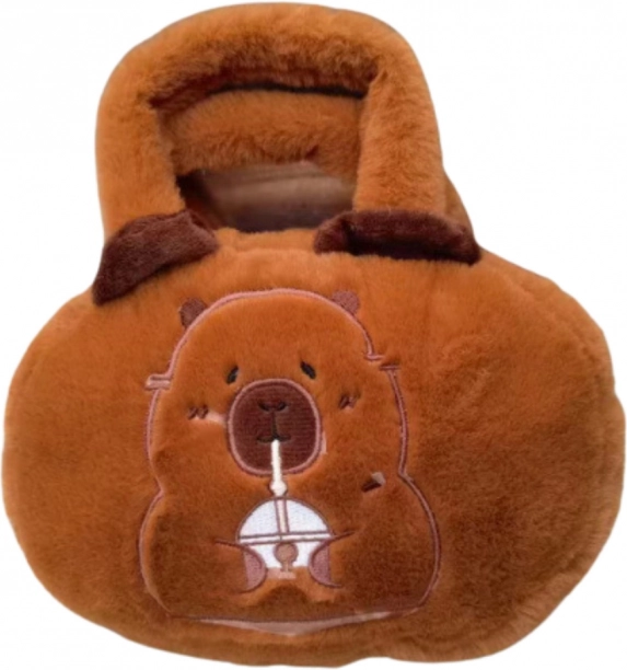 Plys taske med kapybara og krus brun 20 cm