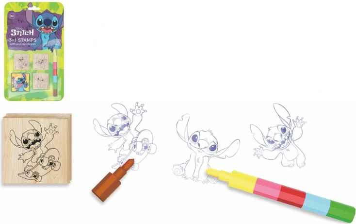 Stempler med pude træ 4,5 × 4,5 cm med voksfarve LILO & STITCH