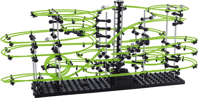 Spiral-elevator fører kuglerne tilbage til start