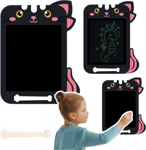 Znikopis LCD‑tablet til børn med kattemotiv - sort