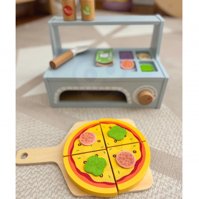 Tooky Toy træ pizza sæt med tilbehør
