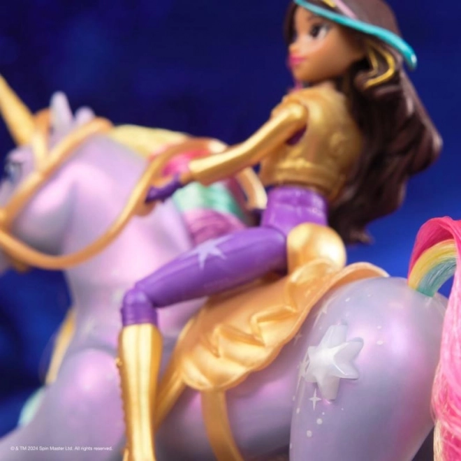 Lysende enhjørning og figur Sophia & Wildstar